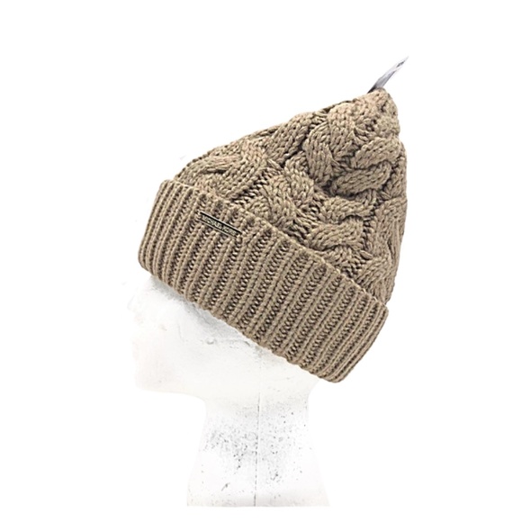 NWT-Michael Kors Tan Cable Knit Beanie - Picture 5 of 7
